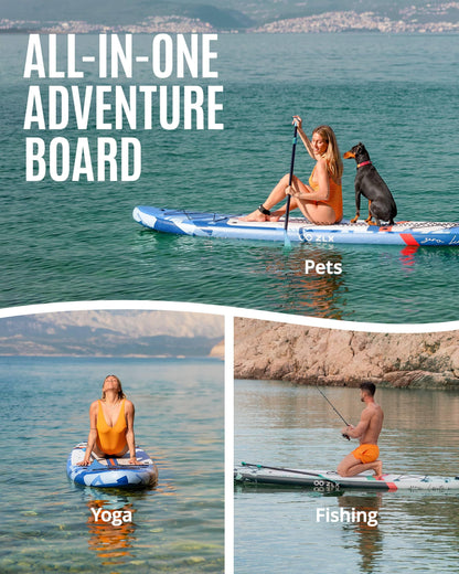 ZLX 11'6"x35" Ultra Wide Inflatable Stand Up Paddle Board | Stable Non-Slip Deck Pad, Unique Fin System, Premium SUP Accessories & Backpack - Upgraded Pump for Adults, All Skill Levels
