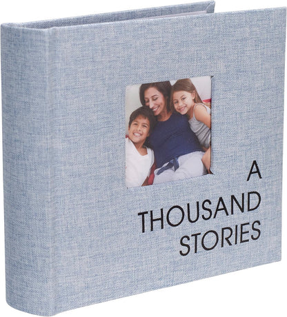 Malden International Designs 1 Up Blue Fabric Photo Album, 4x6 with Memo Writing Areas, Hard Cover, 3 x 3 Inch Pocket