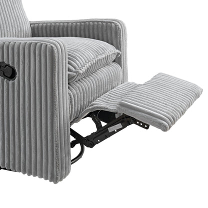 Oxford Baby Uptown Upholstered Glider Recliner Rocking Chair 360° Swivel for Nursery and Living Room - Corduroy, Ash Gray