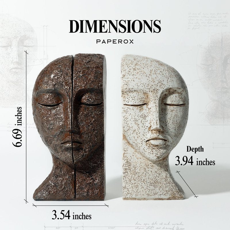 Heavy Duty Book Ends for Shelves - Book Ends for Heavy Books, Book Stopper for Shelves, Bookends for Shelves, Book Ends Unique, Bookends Decorative, Aesthetic Bookshelf Decor, The Tranquil Faces