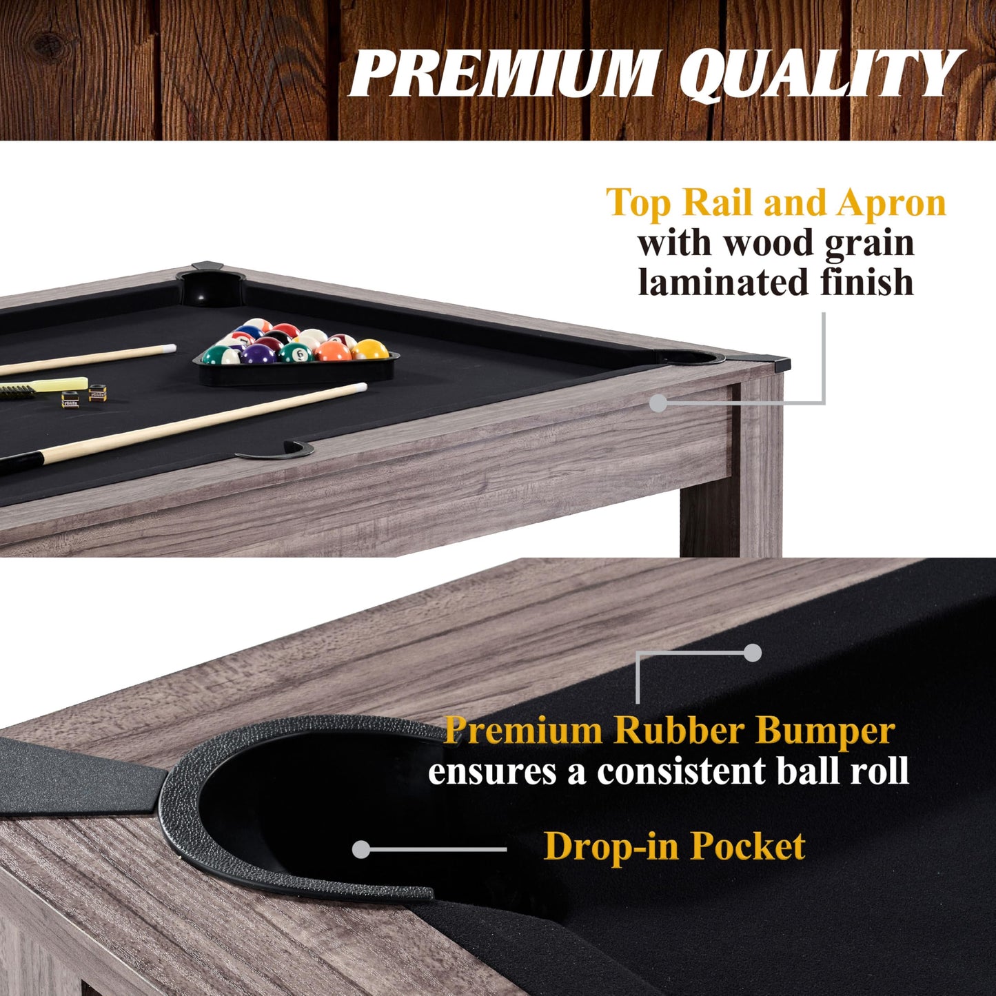 Barrington Billiards Monteray 7ft Pool Table and Dining Table Multi-Game Table with Ping Pong Table Top, with Storage Caddy