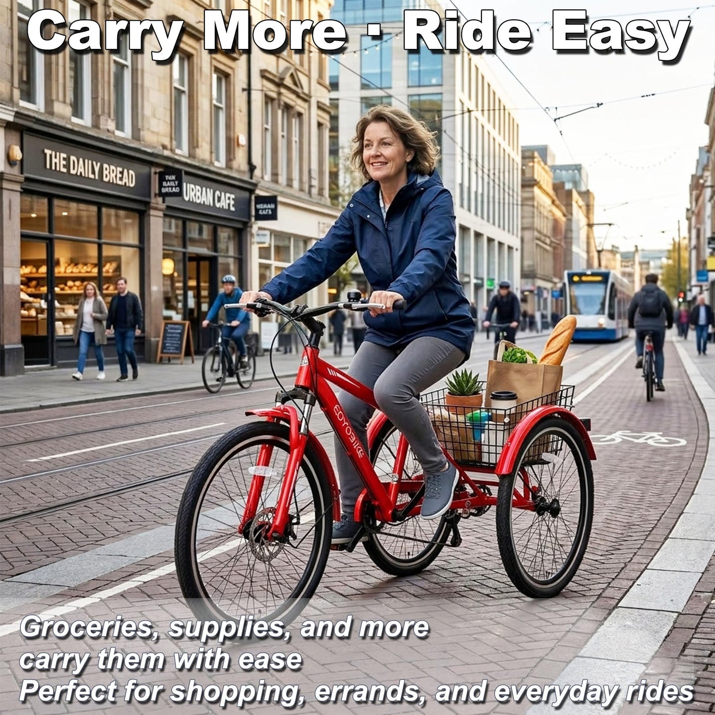 EOYOBIKE 7-Speed Adult Tricycle, 24/26/27.5 Inch 3-Wheel Bike with 420 lbs Capacity, All-Terrain Mountain Trike, Dual Disc Brakes & Large Rear Basket for Seniors, Men, Women, Fitness, Shopping