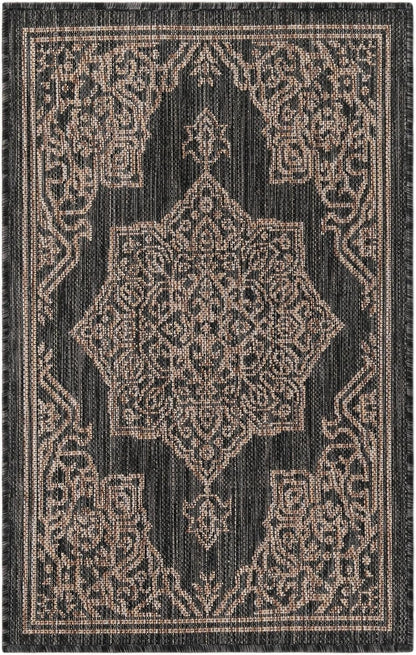 Unique Loom Outdoor Traditional Area Rug - Antique, 2' x 3' 1" Rectangle, Charcoal Gray/Natural Collection