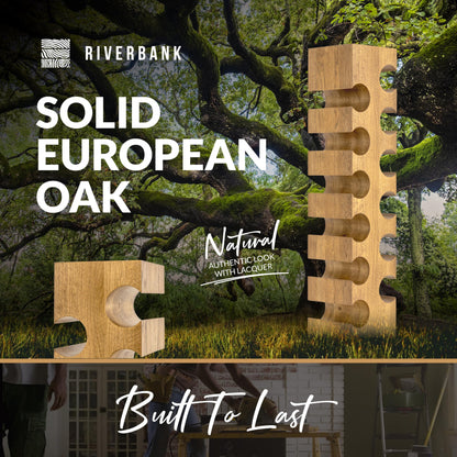 Riverbank Natural Oak Wine Rack, Elegant Free Standing 12-Bottle Holder, Made of Solid Wood, Wooden Wine Stand, Stylish & Luxurious Home Décor (Natural Oak, 12-Bottles)