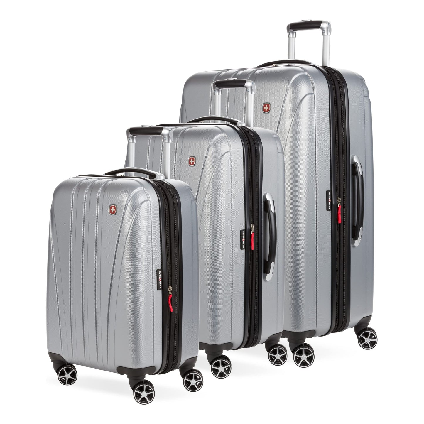 SwissGear 7585 Hardside Expandable Luggage with Spinner Wheels, Silver, 3-Piece Set (19/23/27)