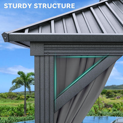 YITAHOME 10X10FT Hard Top Metal Gazebo Patios Double Roof Canopy Aluminum Frame Garden Gazebo Tent Curtains Netting for Patios Backyards Decks Lawns Gray