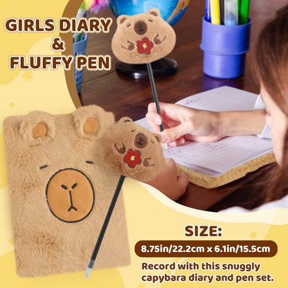 Tekeii Capybara Gifts Box, Cute Capybara Toy for Girls Kids for Back to School, Birthday, of Shoulder Bag, Coin Purch, Water Bottle, Keychain, Plush Notebook, Eye Mask, Bracelet, Pocket Comb