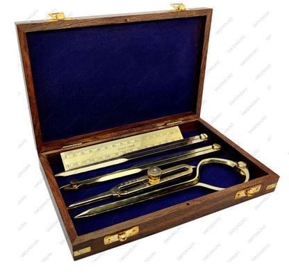 Proportional Divider Set of 5, Full Brass dividers with Executive Wooden Box, Single Handed 8" Brass Navigational Dividers Compass Set for Maritime, Naval, Geometry and Drafting