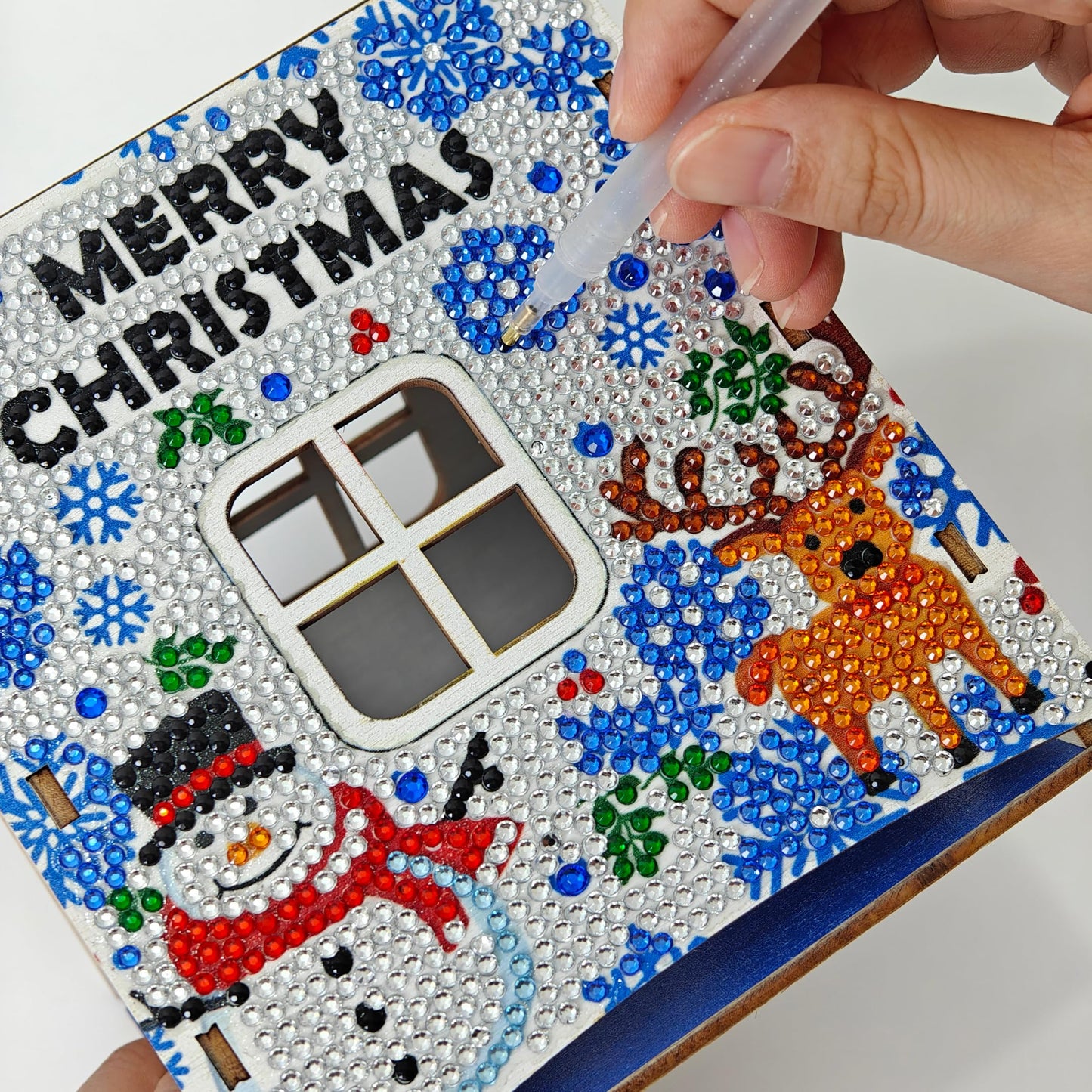 Party Ready 3D Diamond Painting Tent Craft Kit with LED Lights – Full Drill Crystal Mosaic Wood Puzzle, DIY Holiday Decorative Art for Home Display (Christmas Tent)