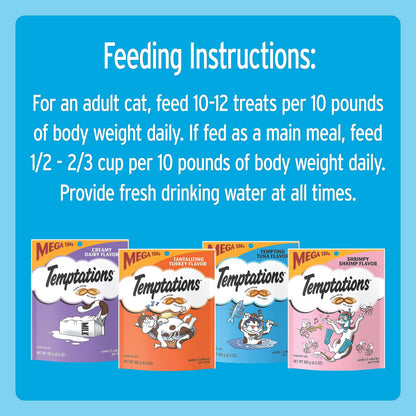 Temptations Classic Crunchy and Soft Cat Treats Variety Pack, 6.3 oz. Pouches (Pack of 6)