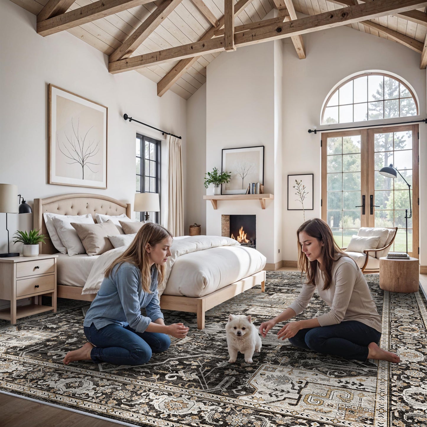 RUUGME Large 12x14 Area Rugs - Large Boho Rugs for Living Room Bedroom Stain Resistant Carpet with Non Slip Backing Low Pile Carpets for Dining Room Office Indoor Home Decor Floor Mat 12X14 Black