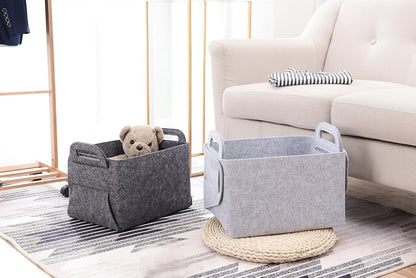 Collapsible Felt Storage Basket, Convenient Box Organizer with Carry Handles for Office, Bedroom, Closet, Toys, Laundry