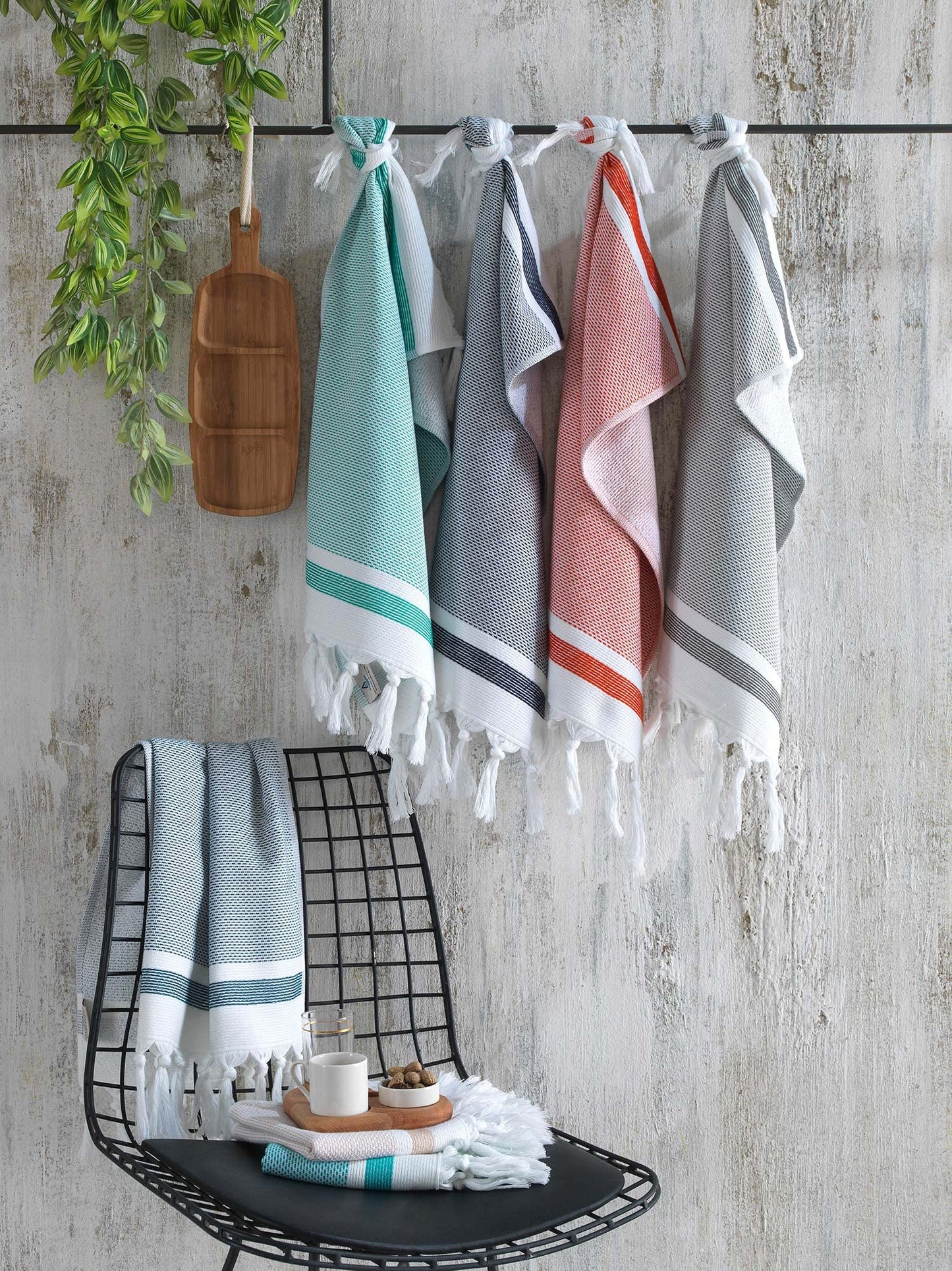sea me at home Turkish Hand Towels for Bathroom, Kitchen Towels Decorative Set of 2, Luxury Turkish Cotton Dish Tea Towels 14 x 30 Inches for Bohemian, Rustic, and Farmhouse Decor (Beige)
