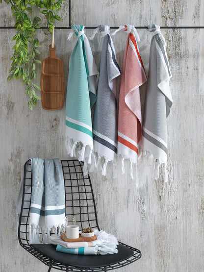 sea me at home Turkish Hand Towels for Bathroom, Kitchen Towels Decorative Set of 2, Luxury Turkish Cotton Dish Tea Towels 14 x 30 Inches for Bohemian, Rustic, and Farmhouse Decor (Beige)
