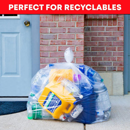 Veska 30-33 Gallon Clear Trash Bags Heavy Duty (Value Pack 100 Bags w/Ties) Large Clear Plastic Recycling Garbage Bags. Large Trash Bags 30+, 32 Gallon