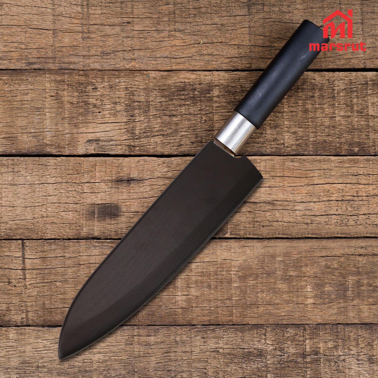 Knife Guard for 210mm/8 Inch Gyuto & Chef's Knife, Magnetic Wood Saya Sheath, Japanese Blade Case Protector Cover, Wear Resistant Classical Cutter Bag Sleeve for Kitchen, Camping Outdoor, Culinary