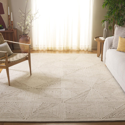 SAFAVIEH Area Rug 8x10 - Textural Collection - Large - Ivory, Handmade Wool, Ideal for Living Room, Bedroom, Office, Dining Space (TXT103A)