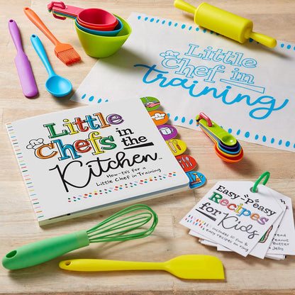 C.R. Gibson Kids in The Kitchen Silicone Utensil Set, Oil Brush, Spoon, Whisk, Long Spatula, Multicolor
