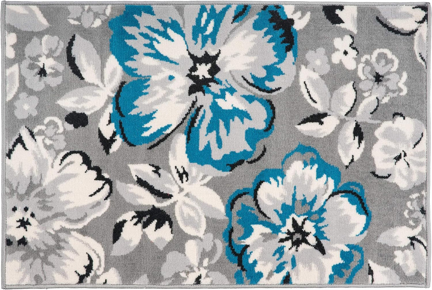 Rugshop Modern Floral Design Area Rug, 2' X 3' Blue - Non-Shedding for Living Room and Bedroom