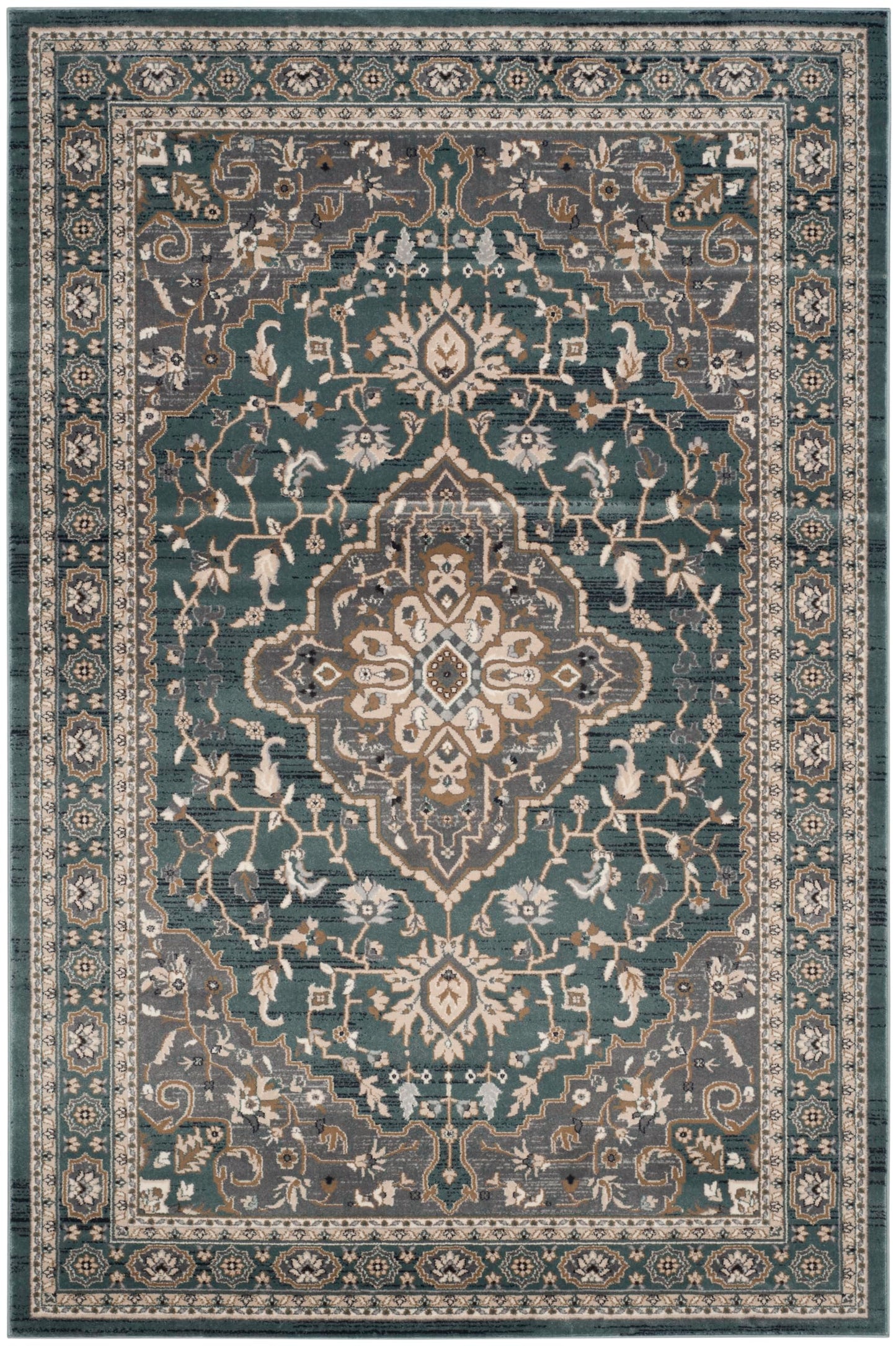 SAFAVIEH Lyndhurst Collection Area Rug - 9' x 12', Teal & Grey, Traditional Oriental Design, Non-Shedding & Easy Care, Ideal for High Traffic Areas in Living Room, Bedroom (LNH338A)