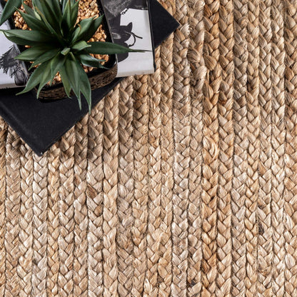 Nuloom Rigo Handmade, Natural, 8'6" x 11'6", Hand Woven, Farmhouse, Jute, Soft and Textured, High Traffic, Stain Resistant, Easy Clean, Durable Area Rug for Bedroom, Living Room, Dining, Den, Foyer