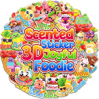 HORIECHALY 240 Pcs 3D Food Scratch and Sniff Stickers, Motivational Reward Scented Stickers for Kids & Teachers, Smelly Sticker for Classroom, Birthday, Student Party, School