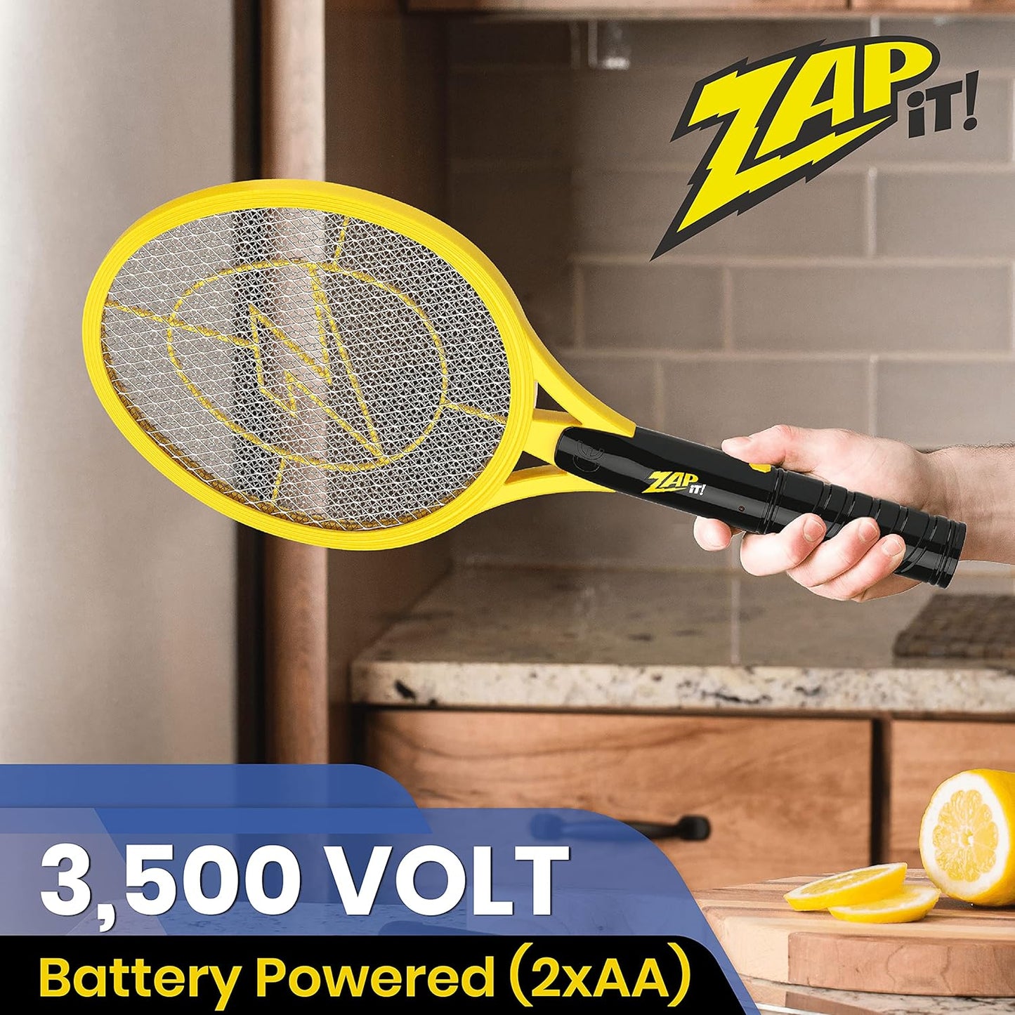 Zap It Electric Fly Swatter Racket & Mosquito Zapper - High Duty Battery Powered 3,500 Volt Electric Bug Zapper