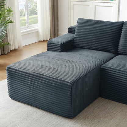 96" L Shaped Cloud Sectional Couch with Chaise, Deep Seat Modular Sectional Sofa Corduroy Memory Foam Sofa Boneless Couches for Living Room Bedroom, No Assembly Required