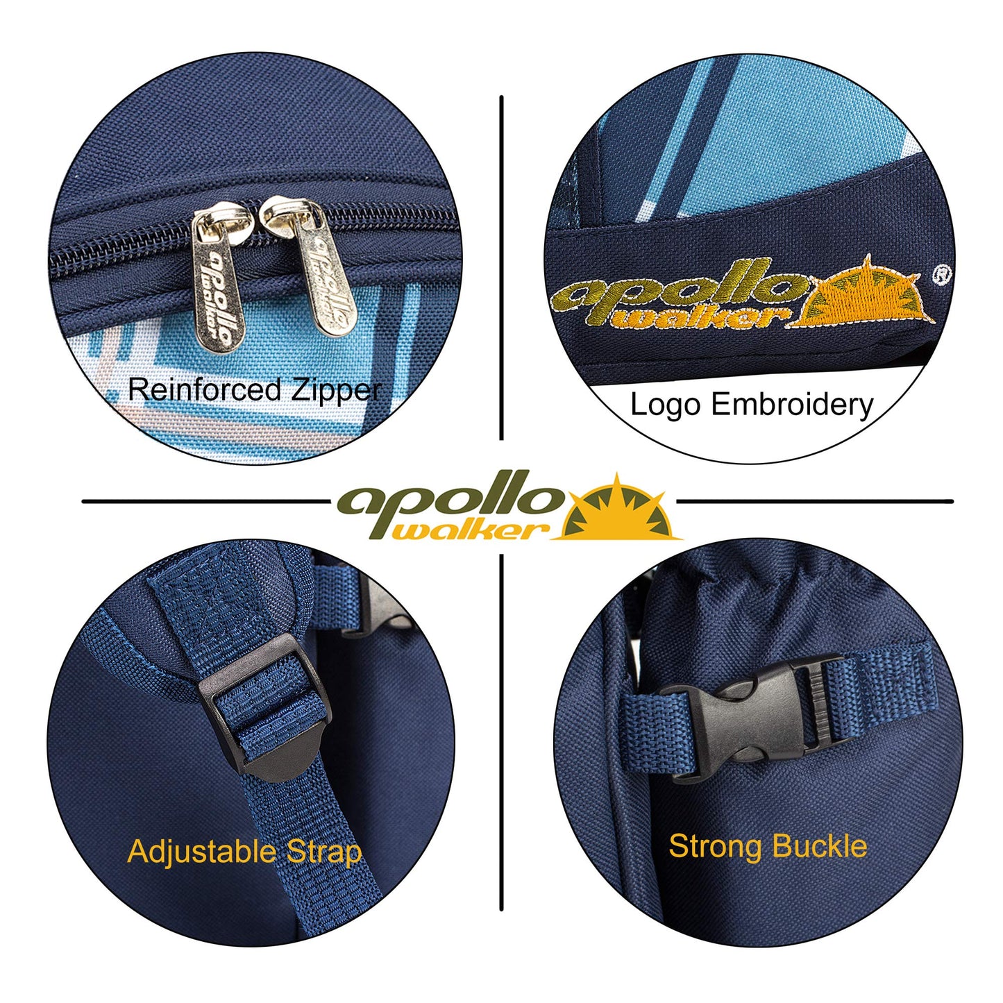 Apollo walker Picnic Backpack Set for 4 with Cooler Compartment,Detachable Bottle/Wine Holder Including Large Picnic Blanket(45"x 53") for Picnic Family and Lovers Gifts,Outdoor,BBQ Time (Blue)