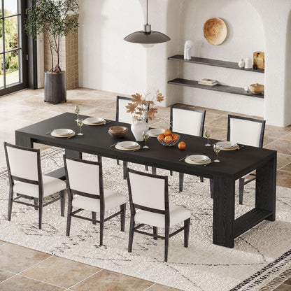 Tribesigns 86.61-Inch Dining Table for 6-8 People, Narrow Long Modern Kitchen Table with Pedestal Base, Farmhouse Extra Long Rectangular Dining Room Furniture, 27.56 x 86.61 x 29.53 Inches, Black