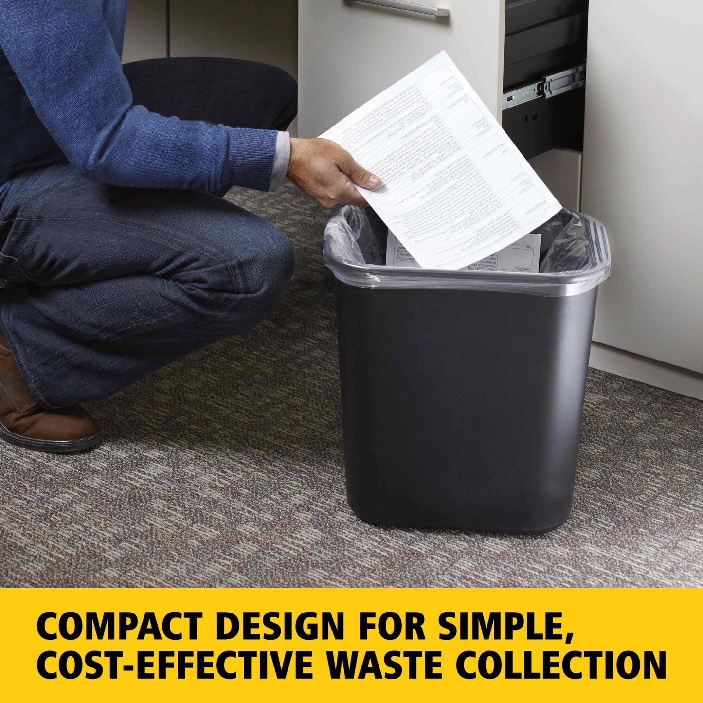 Rubbermaid Commercial Products Wastebasket/Trash Can, 7-Gallon/28-Quart, Black, Plastic, for Bedroom/Bathroom/Office, Fits Under Desk/Sink/Cabinet, Pack of 4