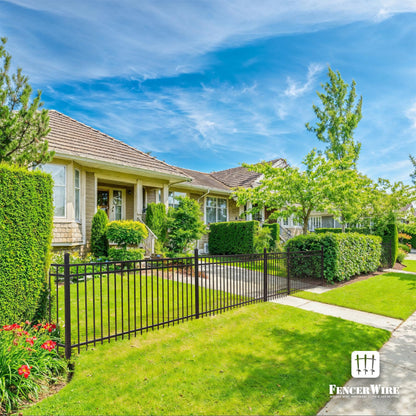 Fencer Wire 52FT Heavy Duty Flat Top Fence Barrier Kit, Anti-Rust Metal Steel Fence with 5FT Height X 8FT Width Panels, Gate, Posts, Connectors, Outdoor Fencing for Yard, Pool, Patio