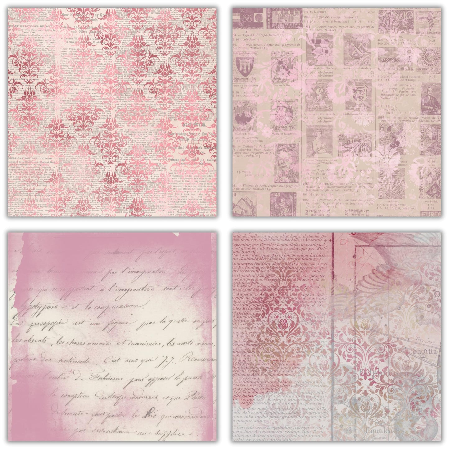XERE 40 Sheets Pink Scrapbook Paper, 6x6 Ephemera Pattern Paper Pack for Journaling Notebooks, Sketchbook, Bookmark Making, Junk Journal, Scrapbook Art Supplies