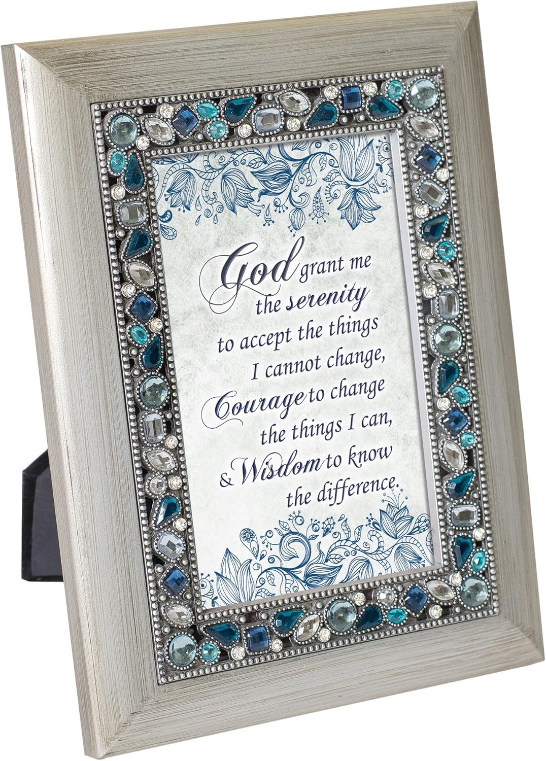 Cottage Garden God Grant Me Serenity Brushed Silvertone Photo Frame with Easel Back