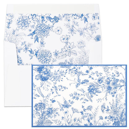 Crisky 50 Pack Blue Floral Blank Note Cards with Envelopes & Stickers, Gold Foil Bridal Shower Thank You Cards Greeting Bulk for Birthday, Baby Shower, Wedding, Graduation