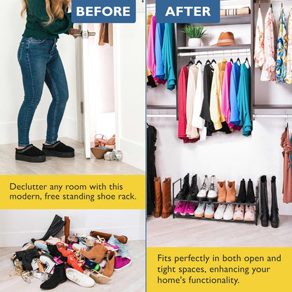 2 Closet, 10 Sundaze Shoe Rack - Tier Shoe Rack for Front Door Entrance, Sturdy Long Shoe Organizer for Bedroom