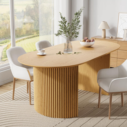 Casaphoria 67" Oval Dining Table, Modern Kitchen Table for 4-6, Farmhouse Style Large Table, Easy Assembly for Living Room, Kitchen and Bar, Oak