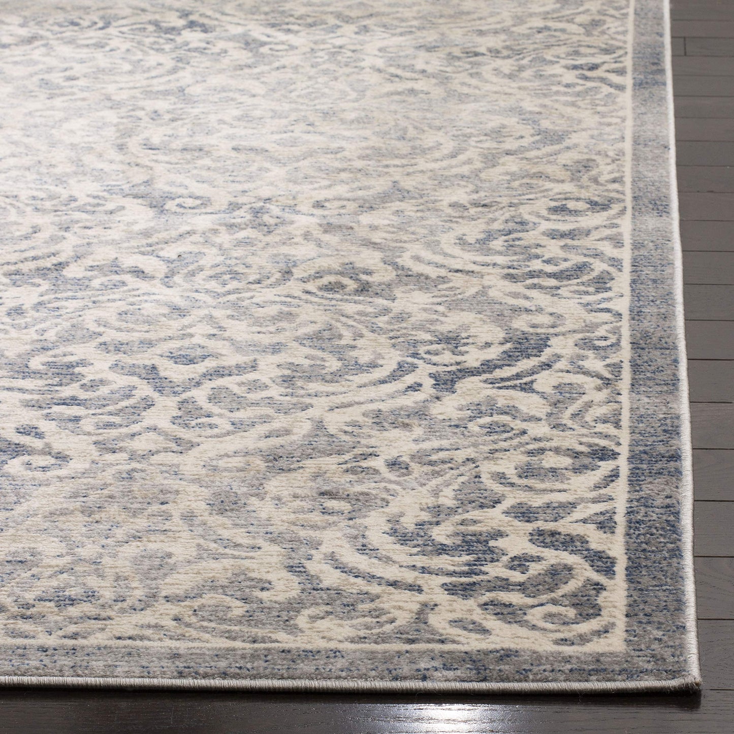 SAFAVIEH Brentwood Collection Area Rug - 10' x 13', Light Grey & Blue, Damask Design, Non-Shedding & Easy Care, Ideal for High Traffic Areas in Living Room, Bedroom (BNT810G)