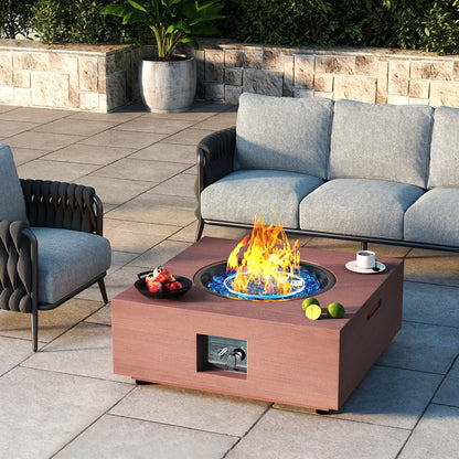 Jocoevol 28 Inch Fire Pit Table Propane Fire Pit 40,000btu Gas Fire Pits for Outdoor Outside Patio with Burner Lid, Glass Rocks