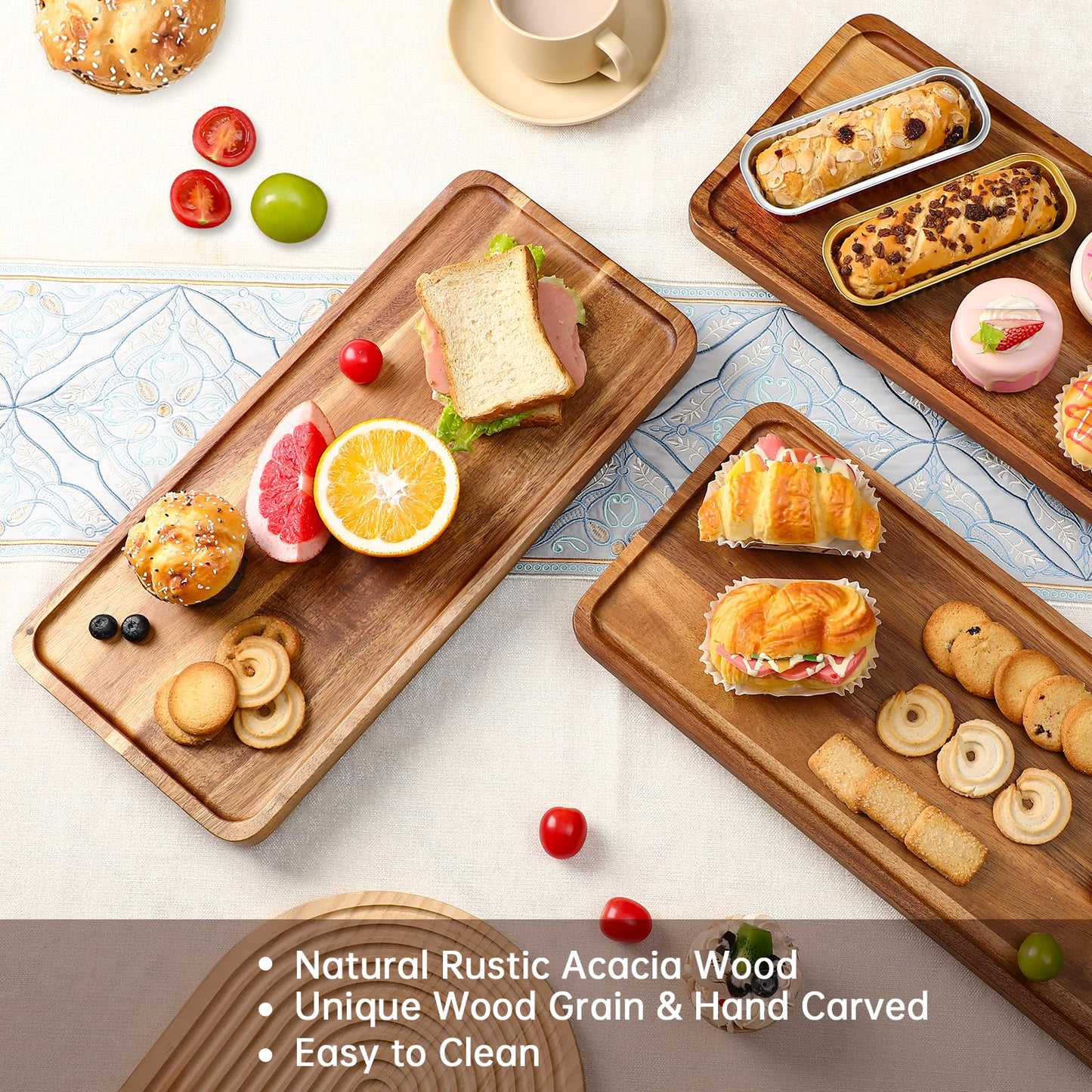 3 Tiered Serving Tray 17 Inch Wooden Cupcake Stand Foldable Dessert Table Display Set Decor Charcuterie Boards Rustic Wood Platters Trays for Party Food Display