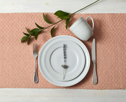 Everyday White by Fitz and Floyd, Beaded 16 Piece Dinnerware Set, Service for 4