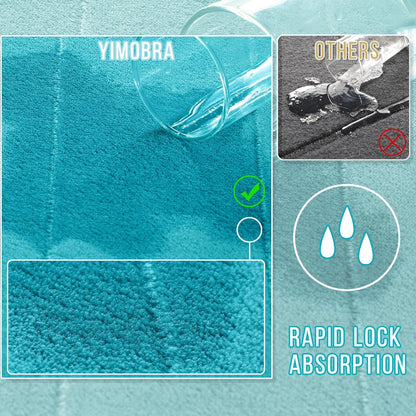 Yimobra Memory Foam Bath Mat, Super Soft Non Slip 24x17 Inch, Quick Dry, Machine Washable, Lake Blue