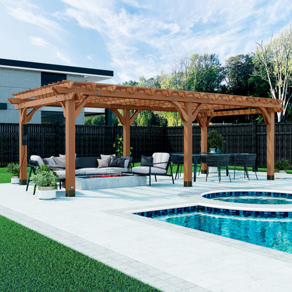 Backyard Discovery Beaumont 24' x 12' Traditional Cedar Wood Pergola Kit with Trellis Roof, All-Season Durability, High-Wind Rating, PowerPort, Shade for Outdoor Patio, Deck, Garden, and Entertaining