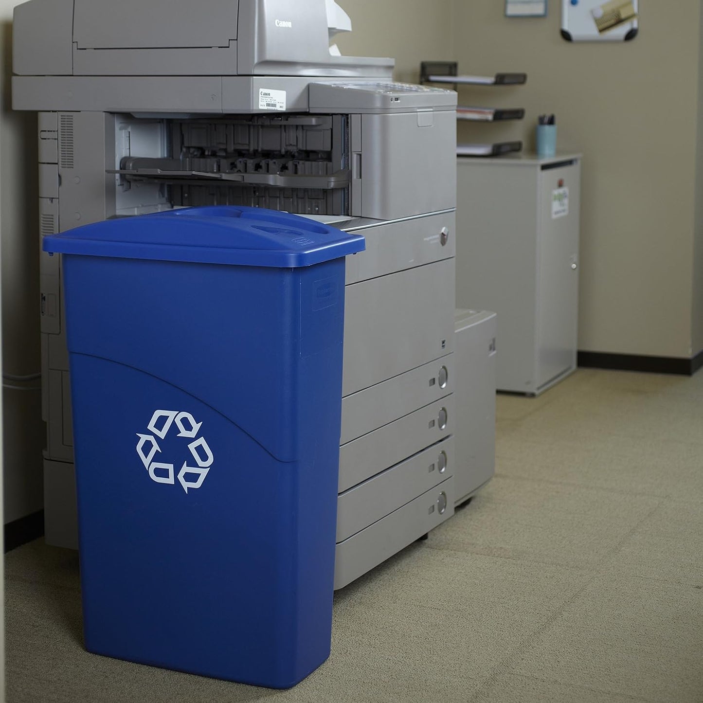 Rubbermaid Slim Jim Trash Can Lid, Blue Waste Lid for Paper/Bottle/Can, Compatible with 23 Gallon Container