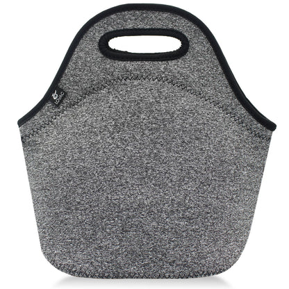 LOVAC Insulated Neoprene Lunch Bag for Men,Reusable Lunch Tote,Durable and Waterproof Lunch Bags,Soft and Lightweight (Black-Grey)