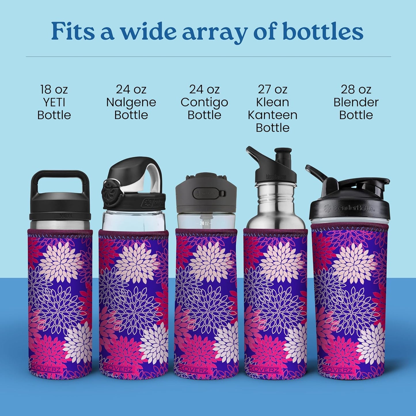 24-30oz 750ml Koverz Water Bottle Carrier with Shoulder Strap, Water Bottle Insulator - Monet