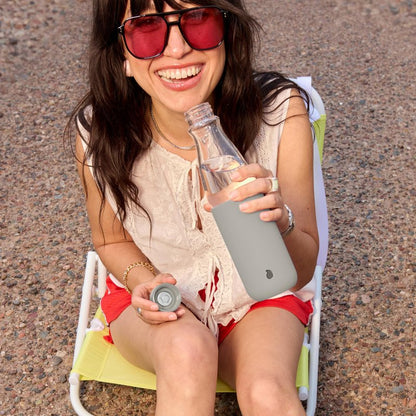 S'well Glass Original Water Bottle, 18oz, Lunar Grey, Borosilicate Glass Bottle With Protective Silicone Sleeve, Zero Plastic, Leakproof, BPA Free
