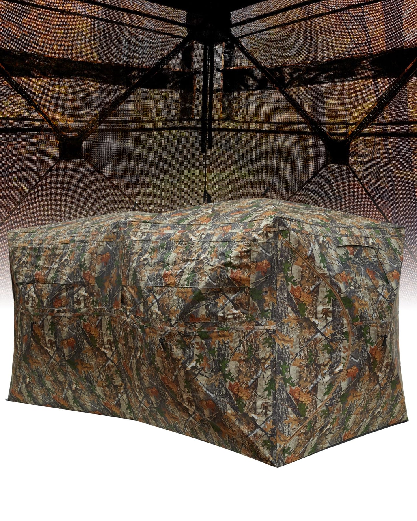 GarveeLife Portable Pop-Up Hunting Blind - 270° See-Through Windows & Silent Door, Waterproof Lightweight Camouflage Tent for Deer Turkey Hunting