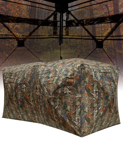 GarveeLife Portable Pop-Up Hunting Blind - 270° See-Through Windows & Silent Door, Waterproof Lightweight Camouflage Tent for Deer Turkey Hunting
