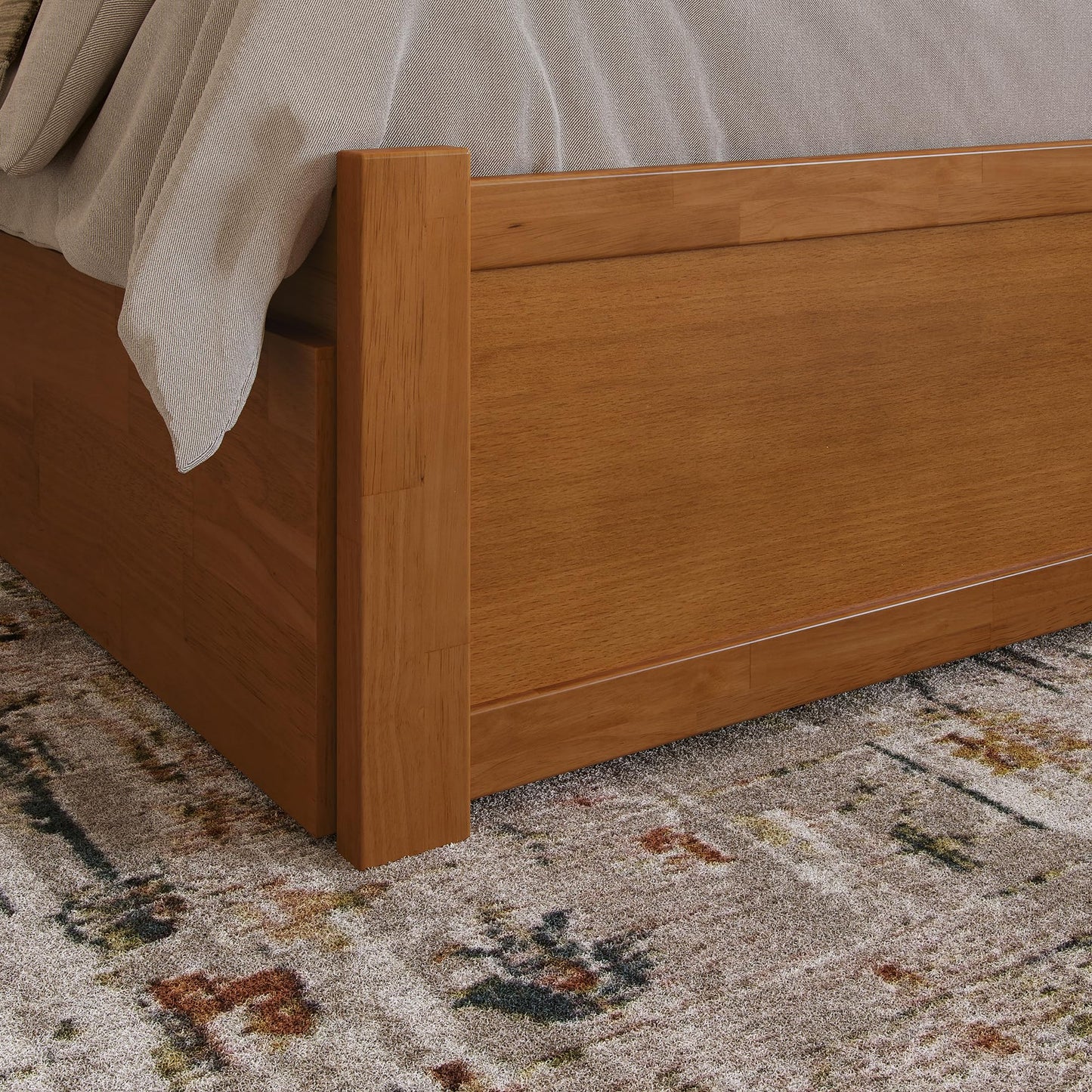 AFI, Portland King Platform Bed with Footboard & Storage Drawers, Light Toffee